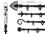 Giftdecor Barra Cortina Negra Extensible 120-210 cm Metal Negro (Barra 2 cm) (Set de 8)
