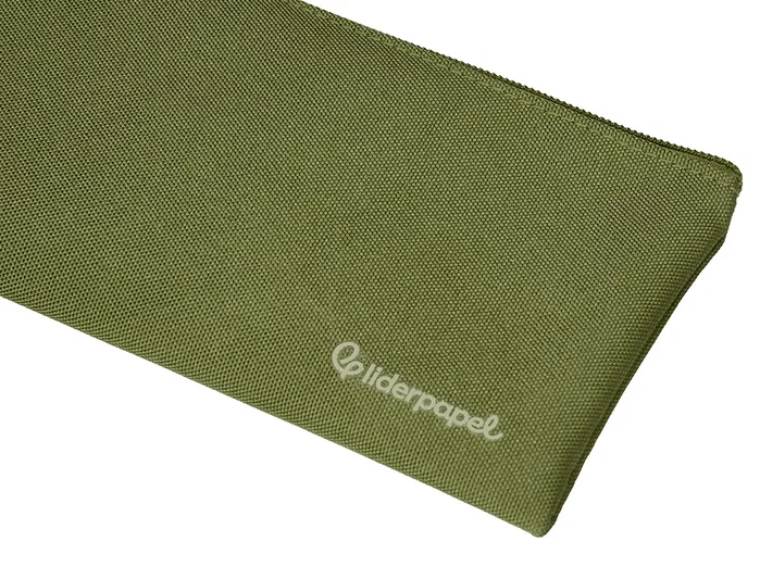 Liderpapel Estuche portatodo plano ancho verde militar