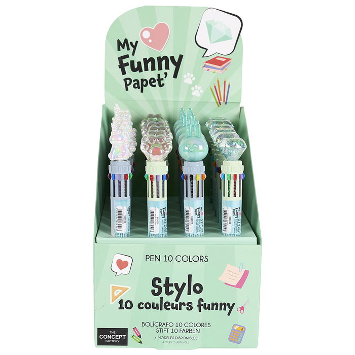 The Concept Factory Bolígrafo 10 Colores My Funny Papet Kawaii Diamante Unicornio Pezuña Conejo