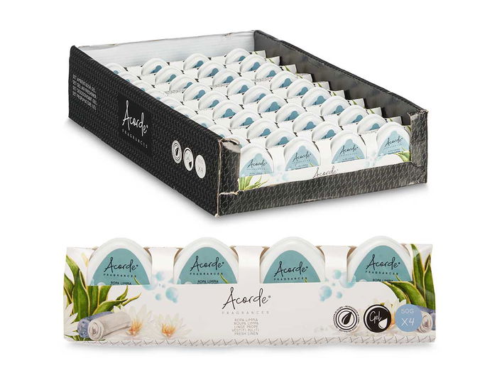 ACORDE Set 4 Ambientadores Mini Ropa Limpia Gel Azul 50 gr 24x7x4 cm (Set de 12)