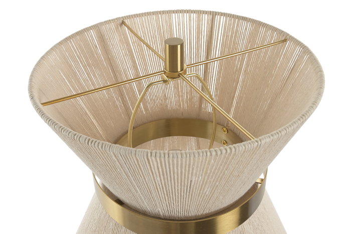 DKD Home Decor Lámpara de Sobremesa Metal Hilo Dorado y Crudo