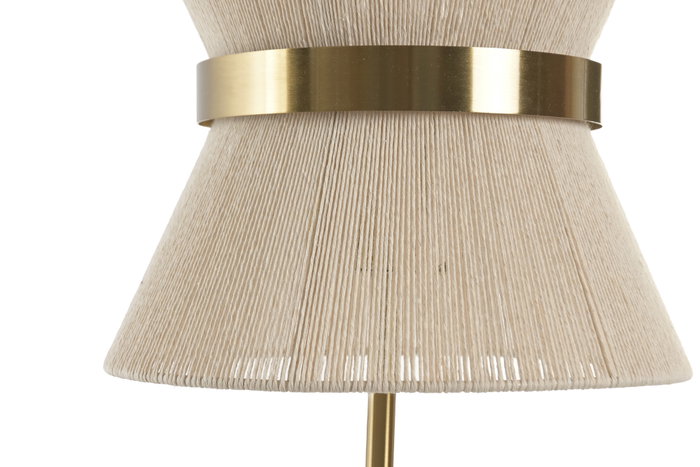 DKD Home Decor Lámpara de Sobremesa Metal Hilo Dorado y Crudo