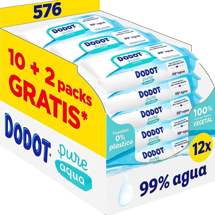 Dodot Aqua Plastic Toallitas Húmedas 99% Agua 288 u