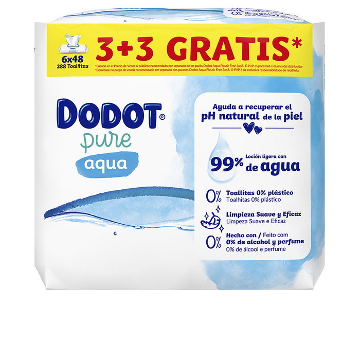 Dodot Aqua Plastic Toallitas Húmedas 99% Agua 288 u Dodot Aqua Plastic Toallitas Húmedas 99% Agua 288 u