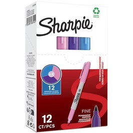 Sharpie Marcador Permanente Fine Point Set de 12 Rosa/Morado/Turquesa