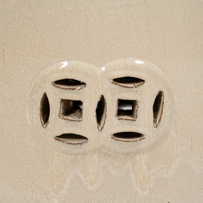 Taburete Crema Cerámica Decoración 35 X 35 X 48 cm