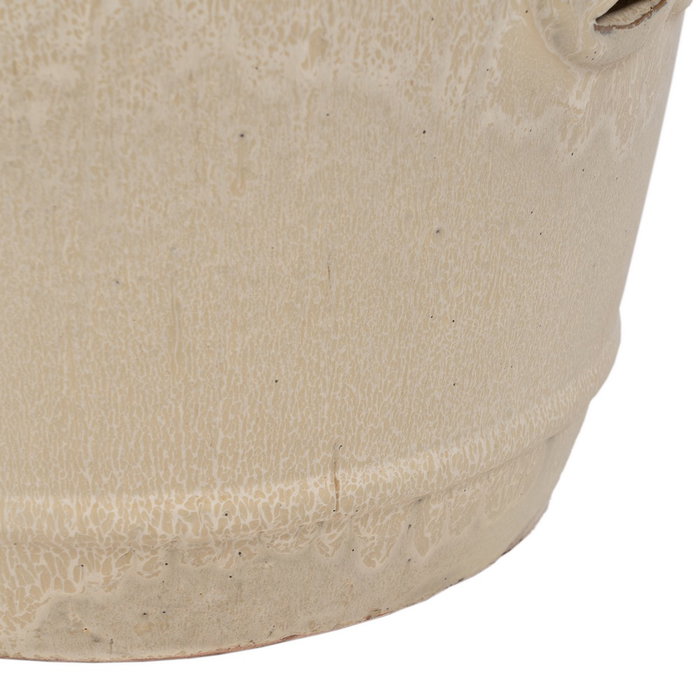 Taburete Crema Cerámica Decoración 35 X 35 X 48 cm