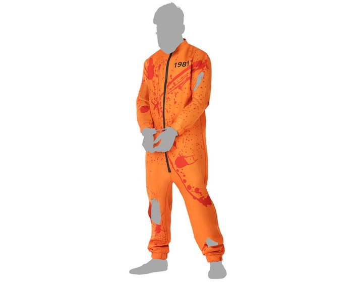 Disfraz Preso Sangriento Hombre Adulto Psicópata Caníbal Talla XL Halloween Naranja Mono Polyester