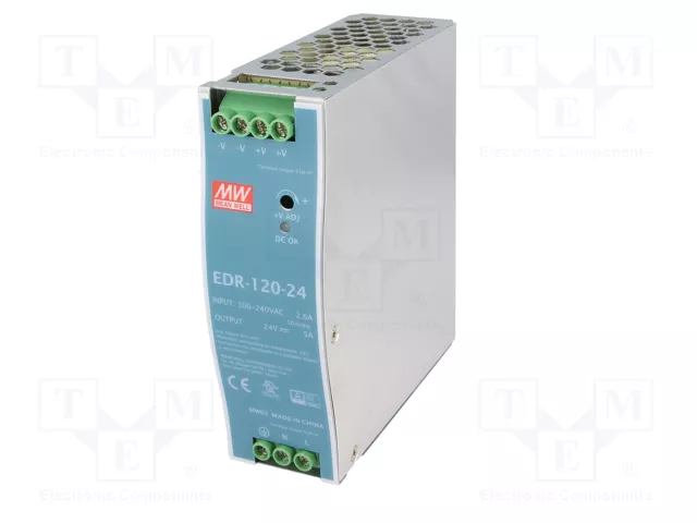MEAN WELL EDR-120-24 Alimentador de impulso 24VDC 5A MEAN WELL EDR-120-24 Alimentador de impulso 24VDC 5A