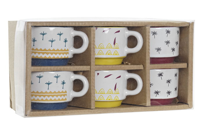 DKD Home Decor Set de 6 Tazas de Gres Colección Africa Turquesa Azul Amarillo 12 x 7 x 24 cm Capacidad 90 ml Apto Microondas Lavavajillas DKD Home Decor Set de 6 Tazas de Gres Colección Africa Turquesa Azul Amarillo 12 x 7 x 24 cm Capacidad 90 ml Apto Microondas Lavavajillas