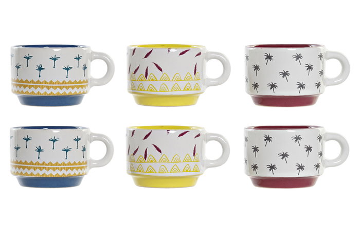 DKD Home Decor Set de 6 Tazas de Gres Colección Africa Turquesa Azul Amarillo 12 x 7 x 24 cm Capacidad 90 ml Apto Microondas Lavavajillas DKD Home Decor Set de 6 Tazas de Gres Colección Africa Turquesa Azul Amarillo 12 x 7 x 24 cm Capacidad 90 ml Apto Microondas Lavavajillas