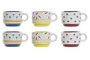 DKD Home Decor Set de 6 Tazas de Gres Colección Africa Turquesa Azul Amarillo 12 x 7 x 24 cm Capacidad 90 ml Apto Microondas Lavavajillas