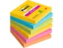 Post-it Bloc de notas adhesivas Super Sticky 76x76 mm con 90 hojas, Pack de 6, Colores Surtidos
