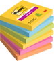 Post-it Pack de 6 Blocs de Notas Adhesivas Super Sticky 76x76 mm Colores Surtidos