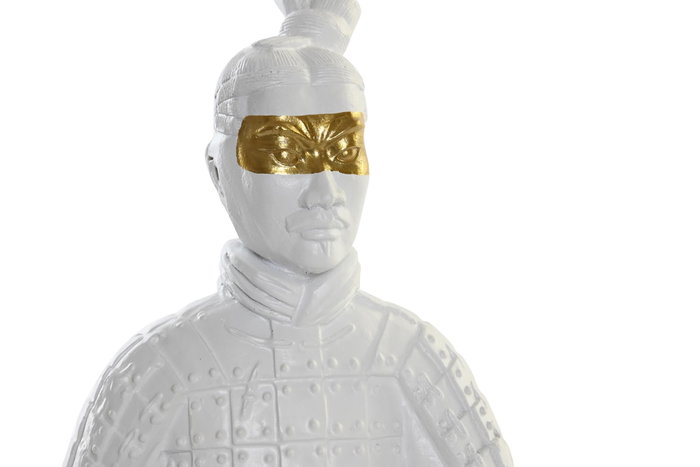 DKD Home Decor Figura de Resina Guerrero Blanco y Dorado