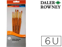Daler Rowney Pinceles Simply Art Sintéticos Mango Corto Dorado Blíster 5 Unidades