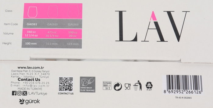 LAV Set 4 Vasos Gaia Abstract 360 cc (6 Cajas)