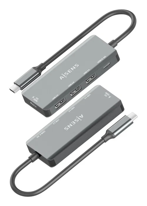 Hub usb tipo-c aisens a109-0945 3xusb 1xusb tipo-c 1xusb tipo-c pd gris