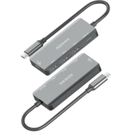 Aisens Hub USB Tipo-C A109-0945 3xUSB 1xUSB Tipo-C 1xUSB Tipo-C PD Gris