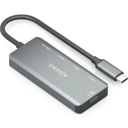 Aisens Hub USB Tipo-C A109-0945 3xUSB 1xUSB Tipo-C 1xUSB Tipo-C PD Gris
