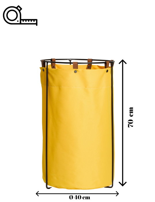 Hanah Home Edda Cesta de Lavandería Amarilla 40x70x40 cm Impermeable con Marco de Metal y Gancho de Cuero Sintético Hanah Home Edda Cesta de Lavandería Amarilla 40x70x40 cm Impermeable con Marco de Metal y Gancho de Cuero Sintético