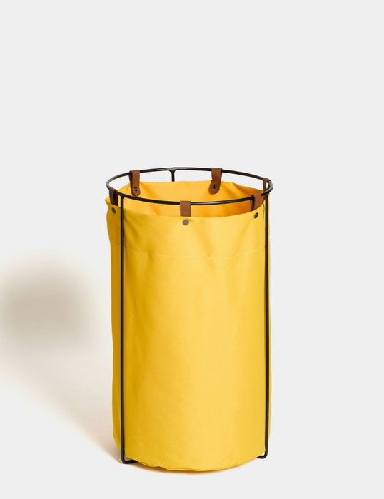Hanah Home Edda Cesta de Lavandería Amarilla 40x70x40 cm Impermeable con Marco de Metal y Gancho de Cuero Sintético Hanah Home Edda Cesta de Lavandería Amarilla 40x70x40 cm Impermeable con Marco de Metal y Gancho de Cuero Sintético