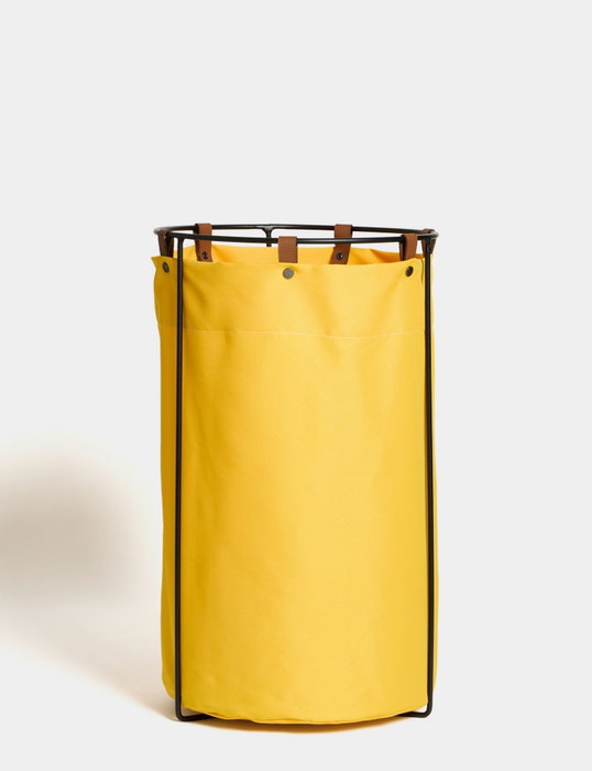 Hanah Home Edda Cesta de Lavandería Amarilla 40x70x40 cm Impermeable con Marco de Metal y Gancho de Cuero Sintético Hanah Home Edda Cesta de Lavandería Amarilla 40x70x40 cm Impermeable con Marco de Metal y Gancho de Cuero Sintético