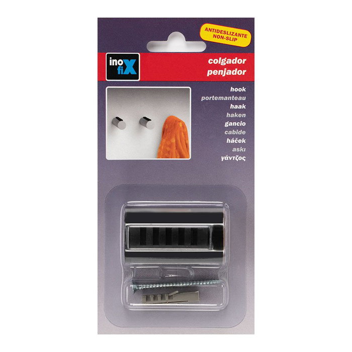 Inofix Colgador Cilíndrico 3087-3 Negro Mate Antideslizante Tornillos 5kg