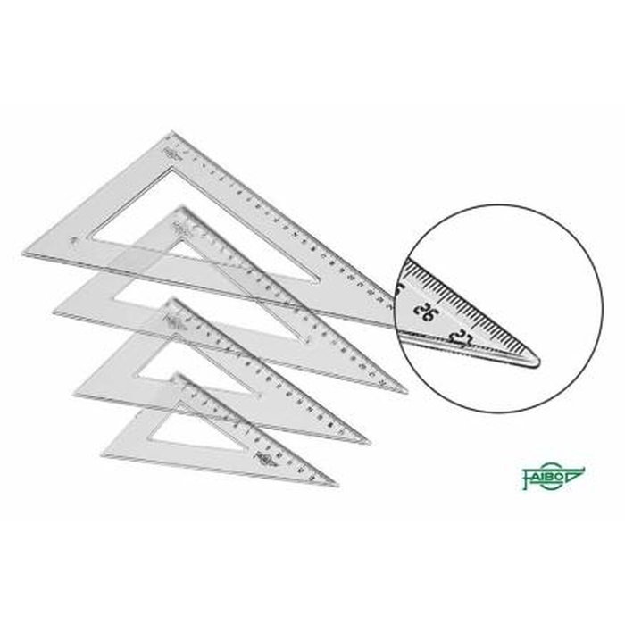 Faibo Cartabón Escolar Graduado 25cm Transparente (Set de 20)