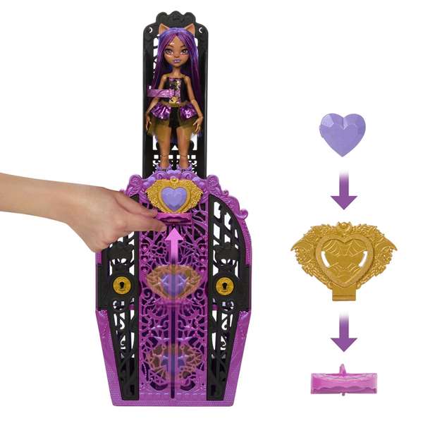 Muñeca monster high skulltime secrets 4 clawdeen wolf con armario y accesorios.