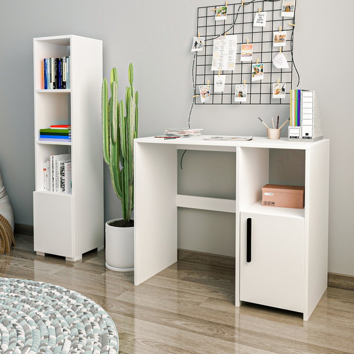 Hanah Home Escritorio y Estantería de Estudio - Blanco