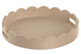DKD Home Decor Bandeja de Lino y MDF Tapizada Beige YAXI 26