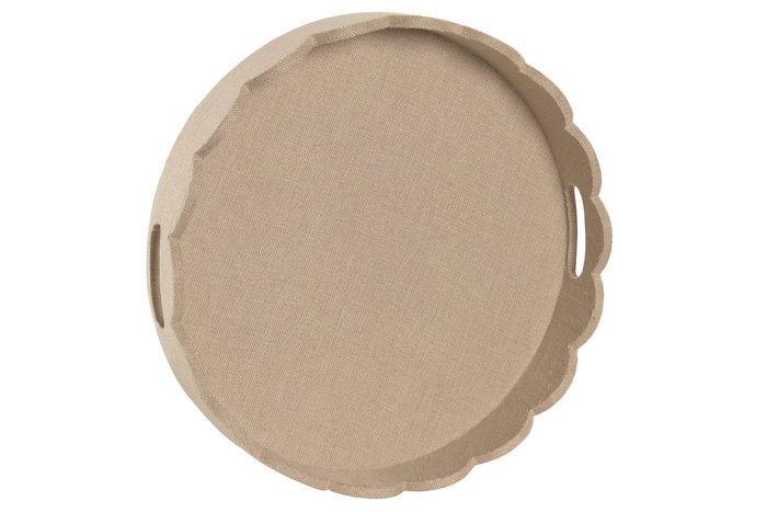 DKD Home Decor Bandeja de Lino y MDF Tapizada Beige YAXI 26