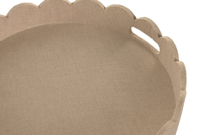 DKD Home Decor Bandeja de Lino y MDF Tapizada Beige YAXI 26
