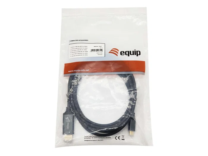 Equip Adaptador USB-C a HDMI 4K 60Hz, Cable de 3m, Conectores Chapados en Oro, Plug & Play, Compatible con Thunderbolt 3, Modelo 133417 - Negro/Gris