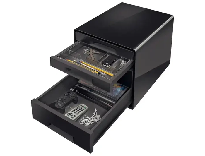 Leitz Fichero Cajones Sobremesa Dual Desk Cube, 2 Cajones Grandes y 2 Pequeños, Negro/Antracita