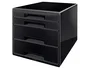 Leitz Fichero Cajones Sobremesa Dual Desk Cube, 2 Cajones Grandes y 2 Pequeños, Negro/Antracita
