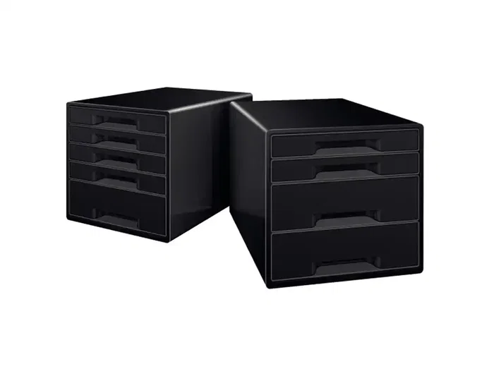 Leitz Fichero Cajones Sobremesa Dual Desk Cube, 2 Cajones Grandes y 2 Pequeños, Negro/Antracita