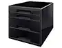 Leitz Fichero Cajones Sobremesa Dual Desk Cube, 2 Cajones Grandes y 2 Pequeños, Negro/Antracita