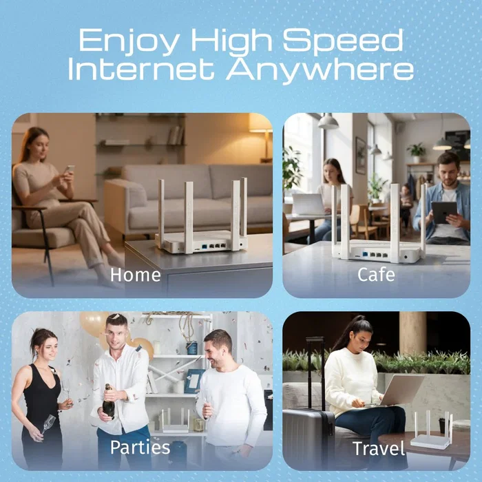 Keenetic Hero 4G+ (KN-2311) Router Inalámbrico 4G/LTE AX1800 con Wi-Fi 6 Mesh, Puertos Gigabit Ethernet, USB 3.0 y 4 Antenas, Gris y Blanco