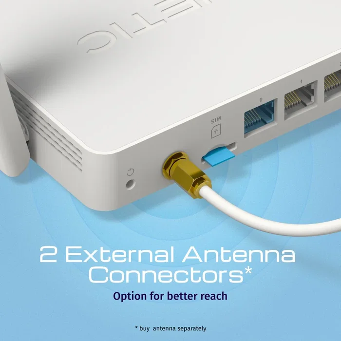 Keenetic Hero 4G+ (KN-2311) Router Inalámbrico 4G/LTE AX1800 con Wi-Fi 6 Mesh, Puertos Gigabit Ethernet, USB 3.0 y 4 Antenas, Gris y Blanco