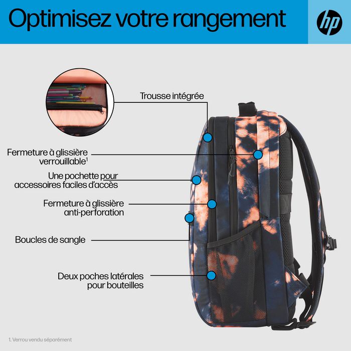 HP Campus XL Mochila Tie Dye Colorida con Compartimento para Portátil de 16"