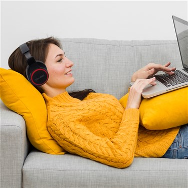 Elbe ABT-B26-N Auricular de Diadema Bluetooth Plegable Negro/Rojo con Micrófono y Aux-in