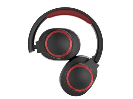Elbe ABT-B26-N Auricular de Diadema Bluetooth Plegable Negro/Rojo con Micrófono y Aux-in