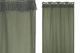 DKD Home Decor Cortina de Algodón Reciclado con Flecos Verde