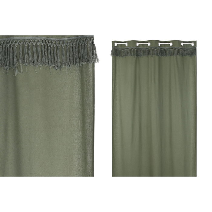 DKD Home Decor Cortina de Algodón Reciclado con Flecos Verde DKD Home Decor Cortina de Algodón Reciclado con Flecos Verde