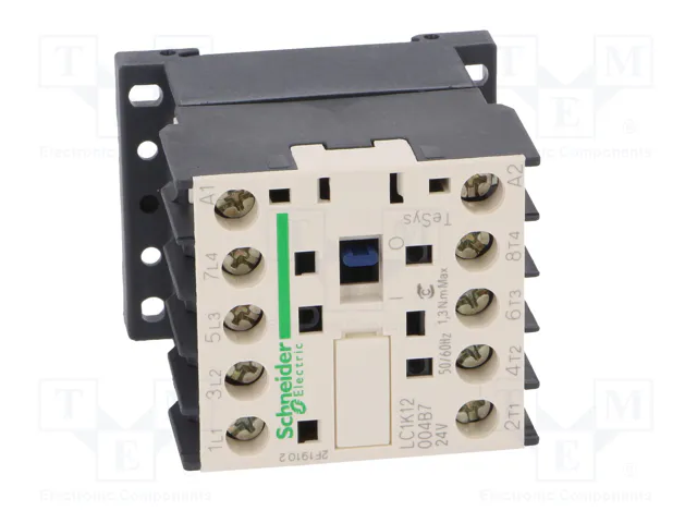 SCHNEIDER ELECTRIC Contactor TeSys K LC1K12004B7 4-polar 12A 24VAC