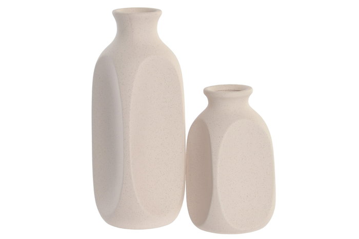 DKD Home Decor Jarrón de Gres Rugoso Blanco 10x10x18 cm DKD Home Decor Jarrón de Gres Rugoso Blanco 10x10x18 cm