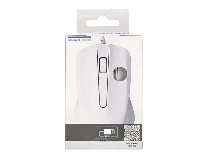 TNB SHARK Ratón óptico ambidiestro con cable USB, 1000 DPI, Blanco