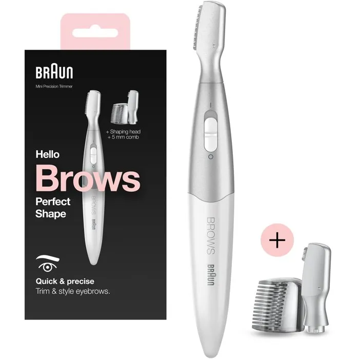 Braun FG1106 Mini recortadora de precisión para Bikini, 1 velocidad, a Batería, Gris/Blanco
